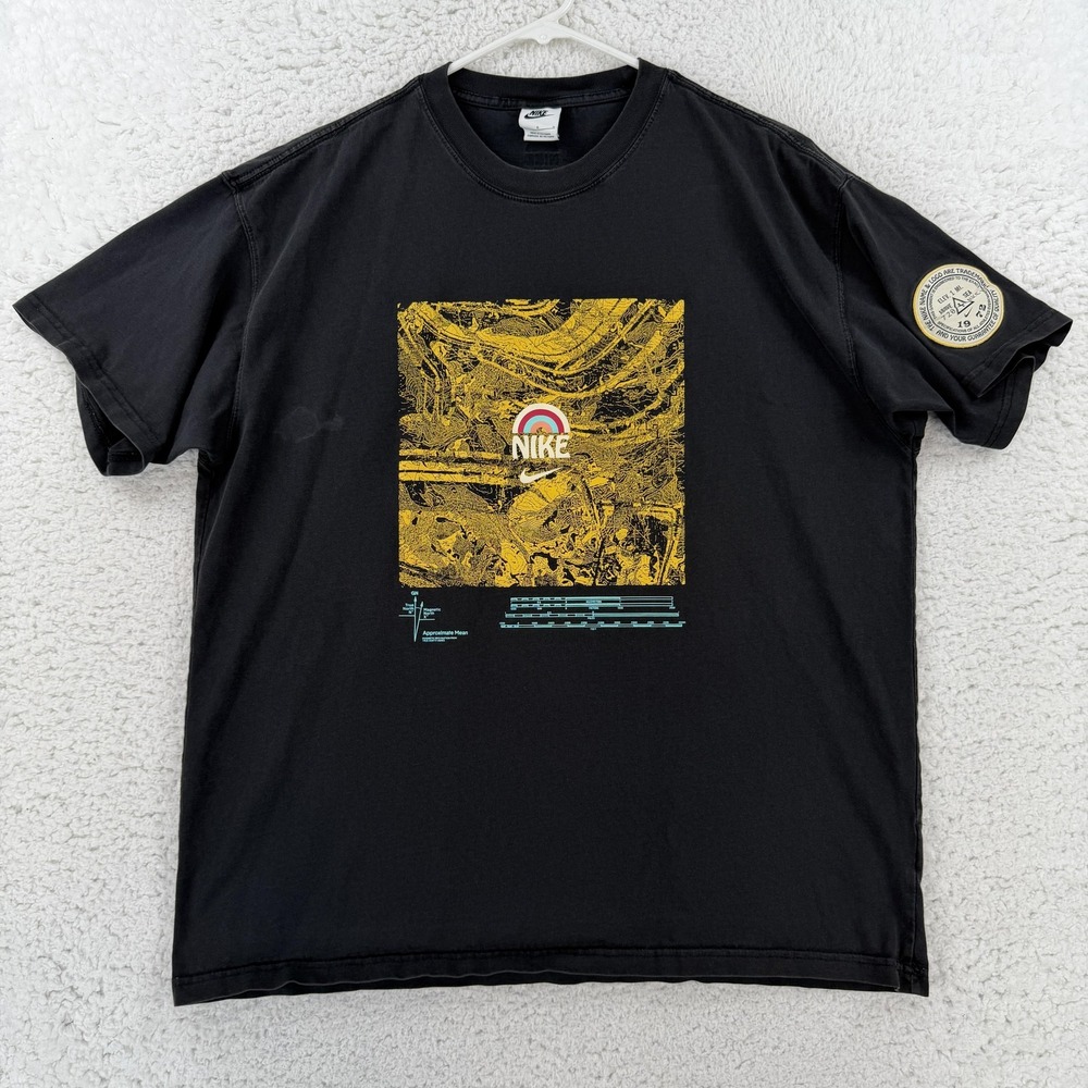 Nike Mens Large Black Organic High Topographic Map Graphic Tee DQ3626-010